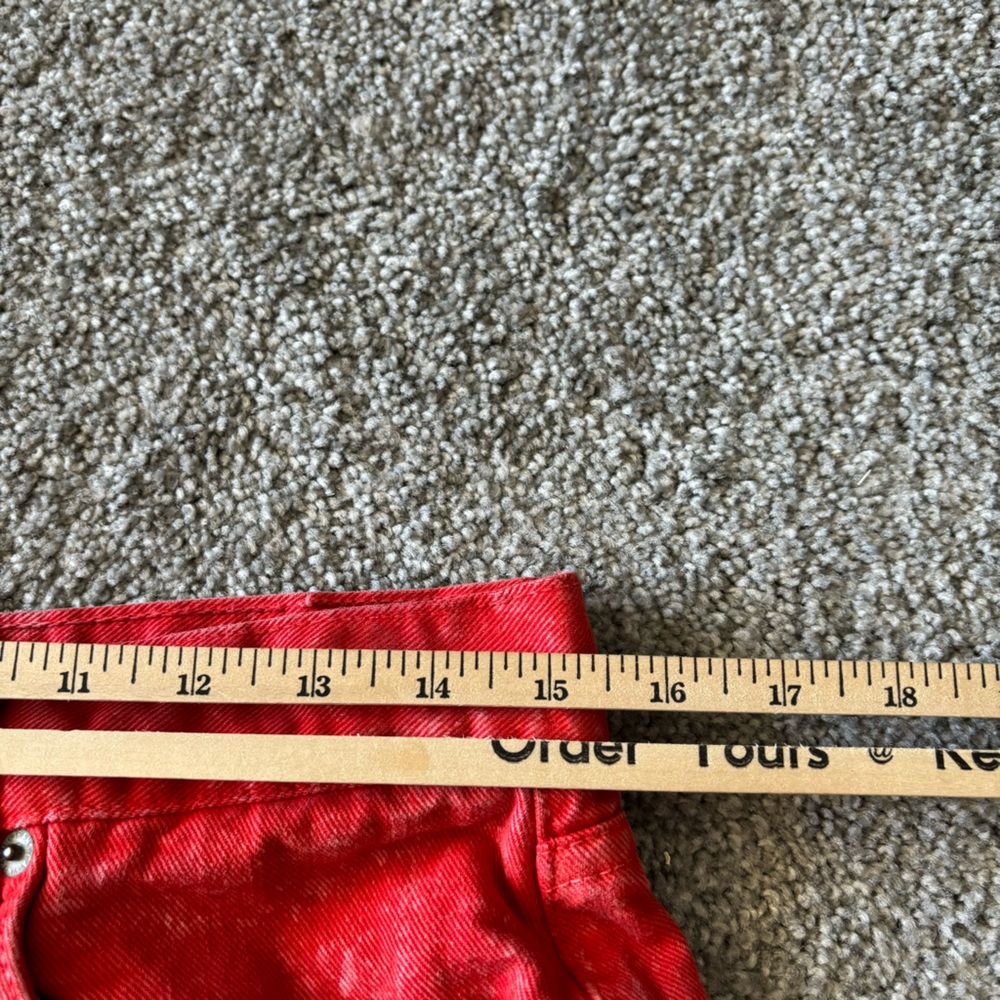 vintage Calvin Klein jeans shorts womens 13 red bleached distressed holy cut off - Picture 10 of 12